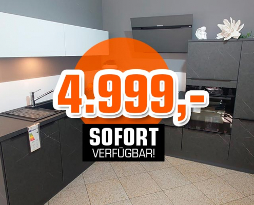 Inpura Marmoria Ausstellungsküche Marmor dunkel UV-Mattlack für 4999eur